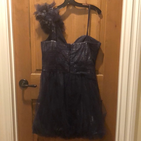 One shoulder dress ruched bodice